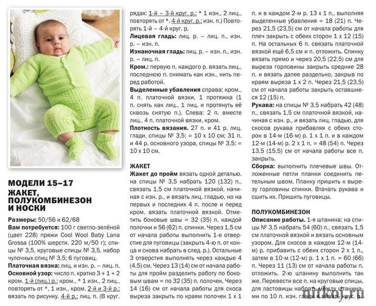 Вязаные костюмы для новорожденных со схемами и описанием