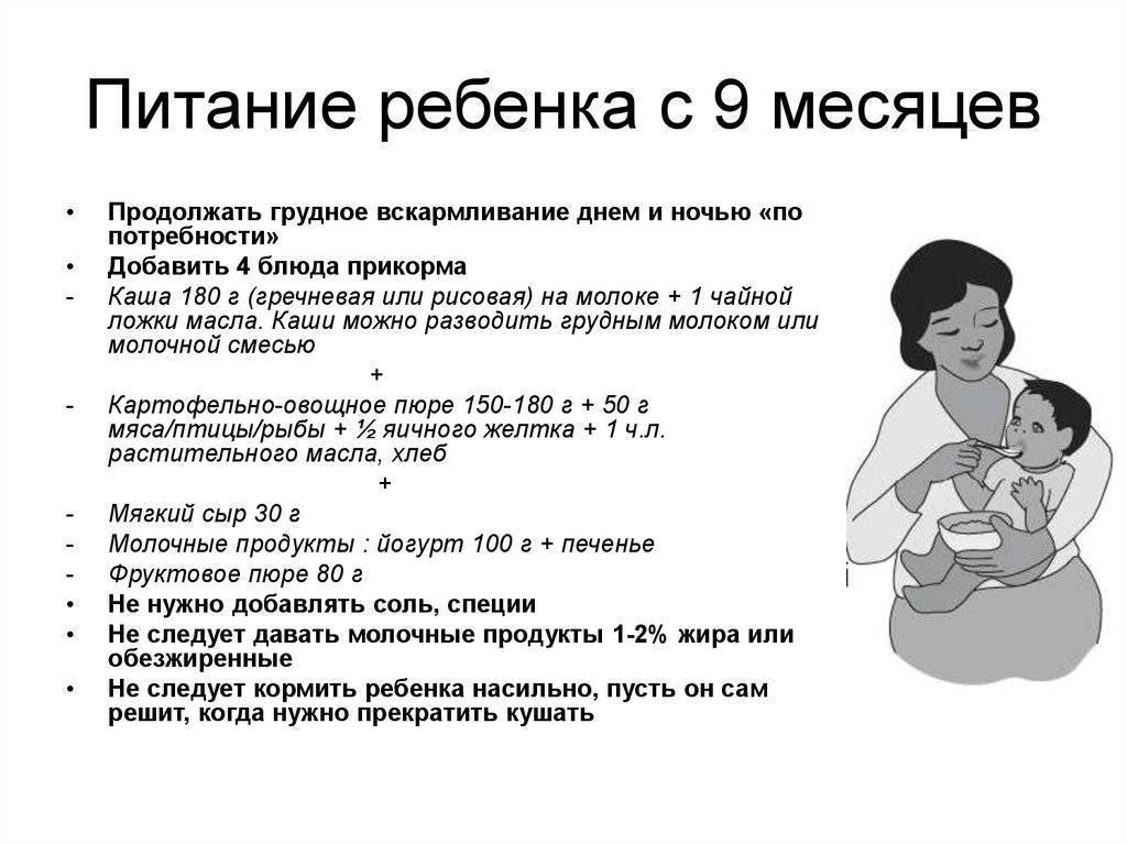 Особенности кормления ребенка в 9 месяцев при грудном и искусственном вскармливании: таблица примерного меню на неделю | qulady