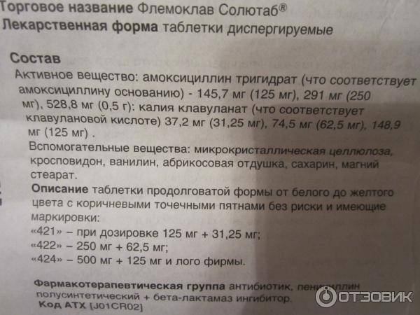 Флемоклав Солютаб: инструкция по применению для детей (125, 250 и 500 мг), аналоги