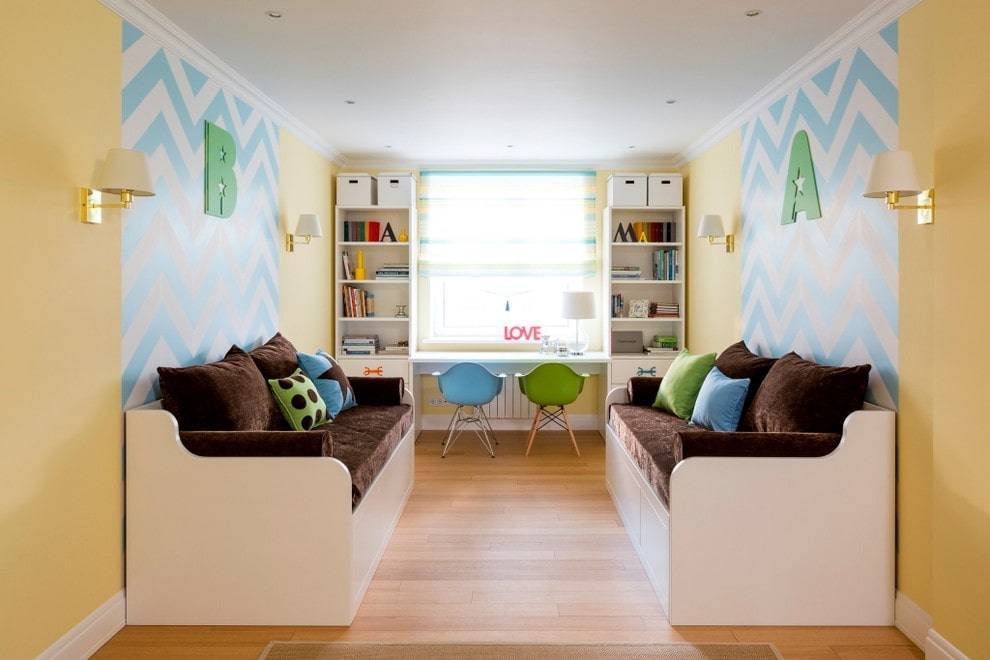 Дизайн детской длинной узкой комнаты