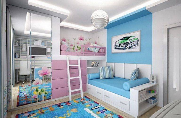 Детская для девочки и мальчика в одной комнате: дизайн интерьера для двух разнополых детей