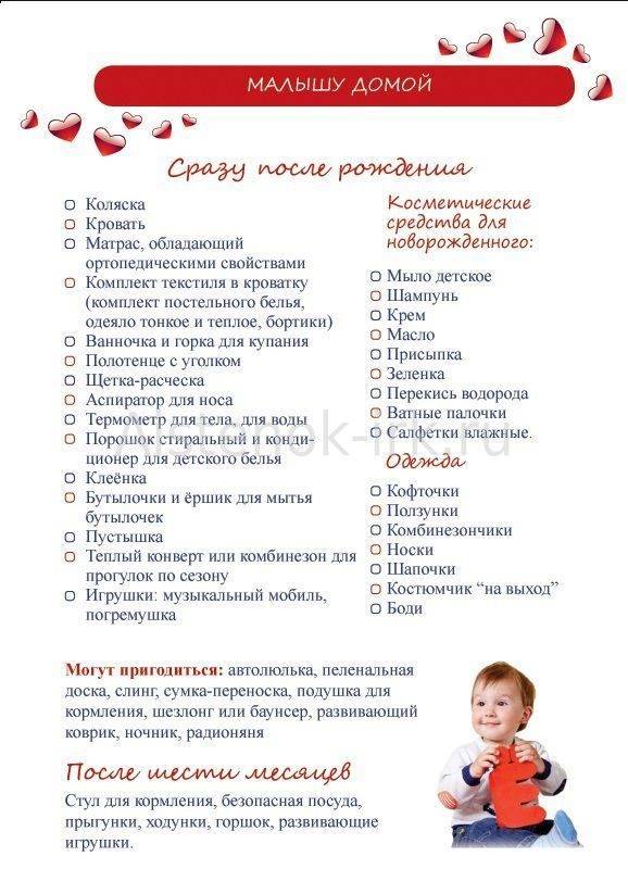 Список необходимых вещей для новорожденного на первое время