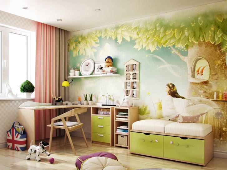 Обои для детской комнаты - 85 фото, как комбинировать, красивые идеи дизайна, советы по выбору