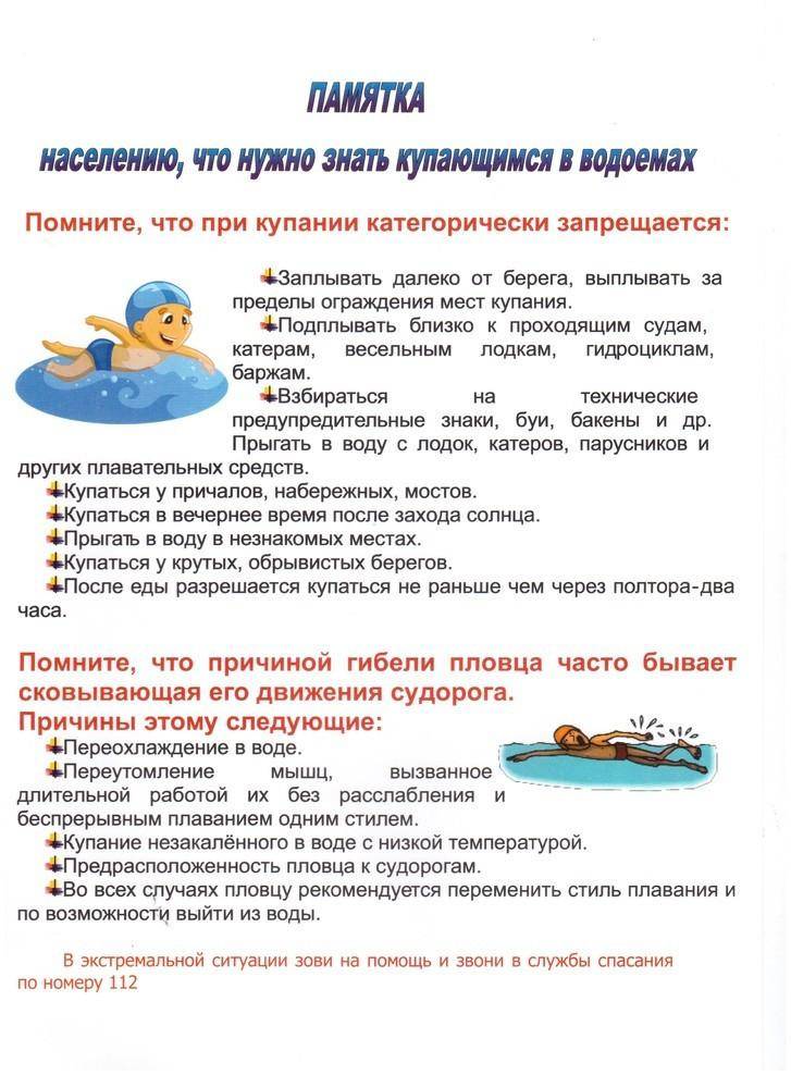 Правила поведения детей при купании на водоёмах