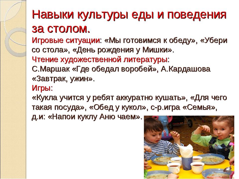 1 правила культуры поведения. Этикет питания в детском саду. Навыки культуры питания ребенку. Этикет за столом для детей. Этикет за столом для детей дошкольного возраста.